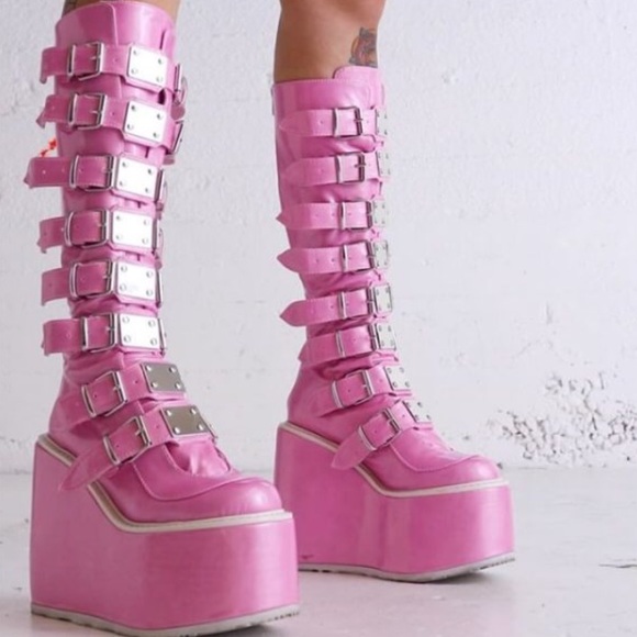 demonia pink boots